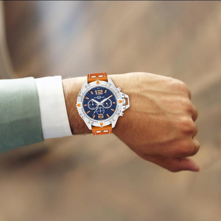 Immagine prodotto Spears & Walker Orologio al quarzo Varus II in vera pelle cognac - 34106 (Cronografo, 49 mm)