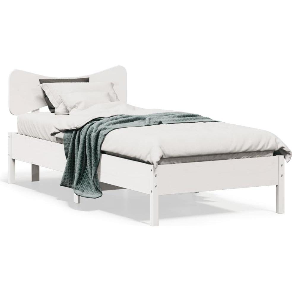VidaXL, Bett, Massivholzbett Holzbett Bett ohne Matratze Weiss 90x200cm Kiefernholz (90 x 200 cm)