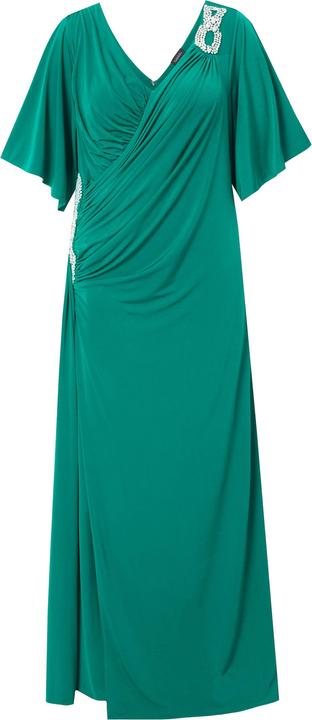 Produktbild Ulla Popken Maxikleid, Drapierung, V-Ausschnitt, Glockenärmel (46)