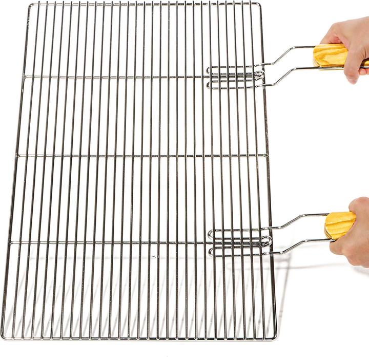 Image du produit Wiltec BBQ Grillrost Eckig 67x40cm Edelstahl Grillgitter Handgriffe Gasgrill Kugelgrill
