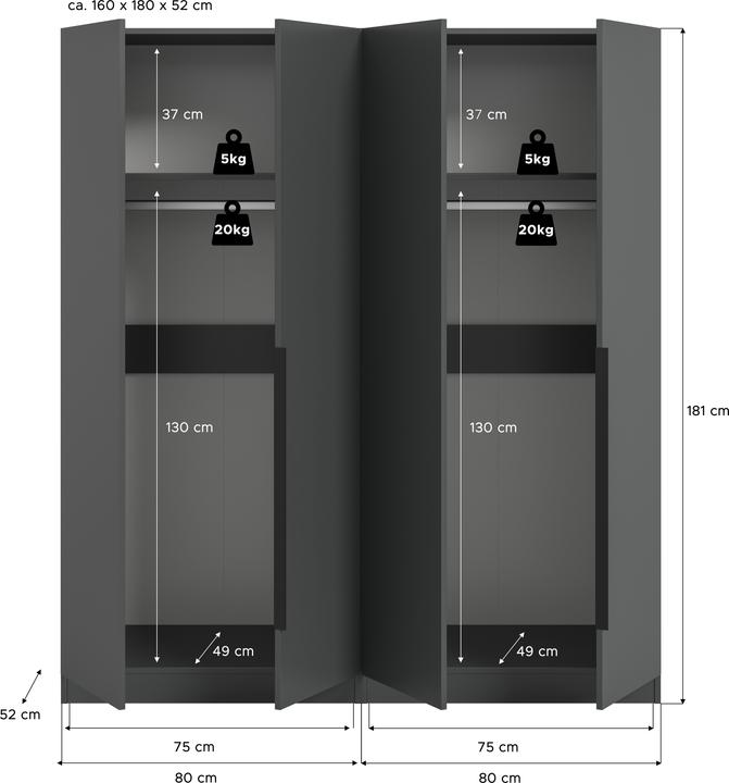 Produktbild Xonox Home Kopenhagen (160 x 52 x 181 cm)