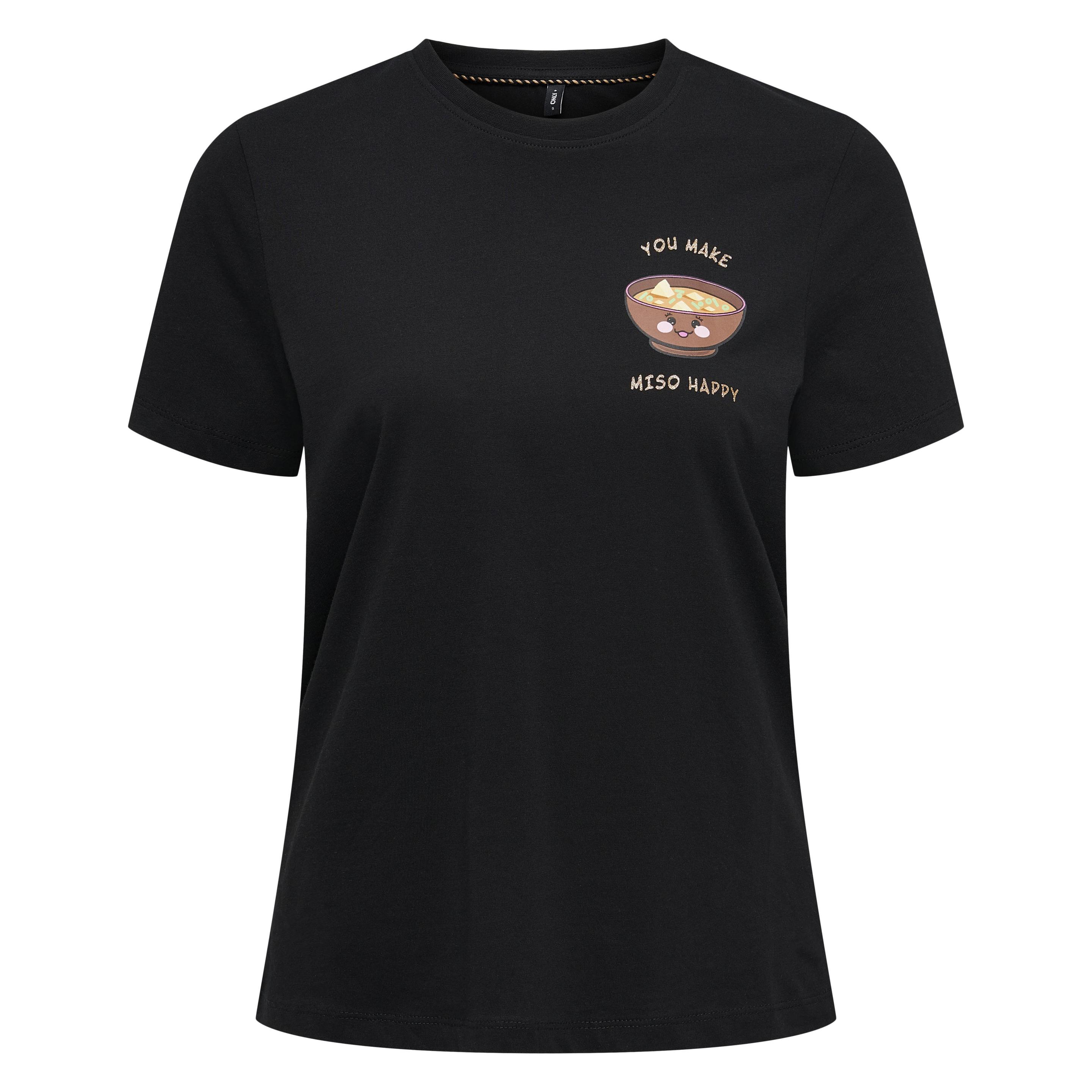 Only, Damen, Shirts, Onlgurli Life Reg S/S Food Top Box Jrs, Schwarz, (M)