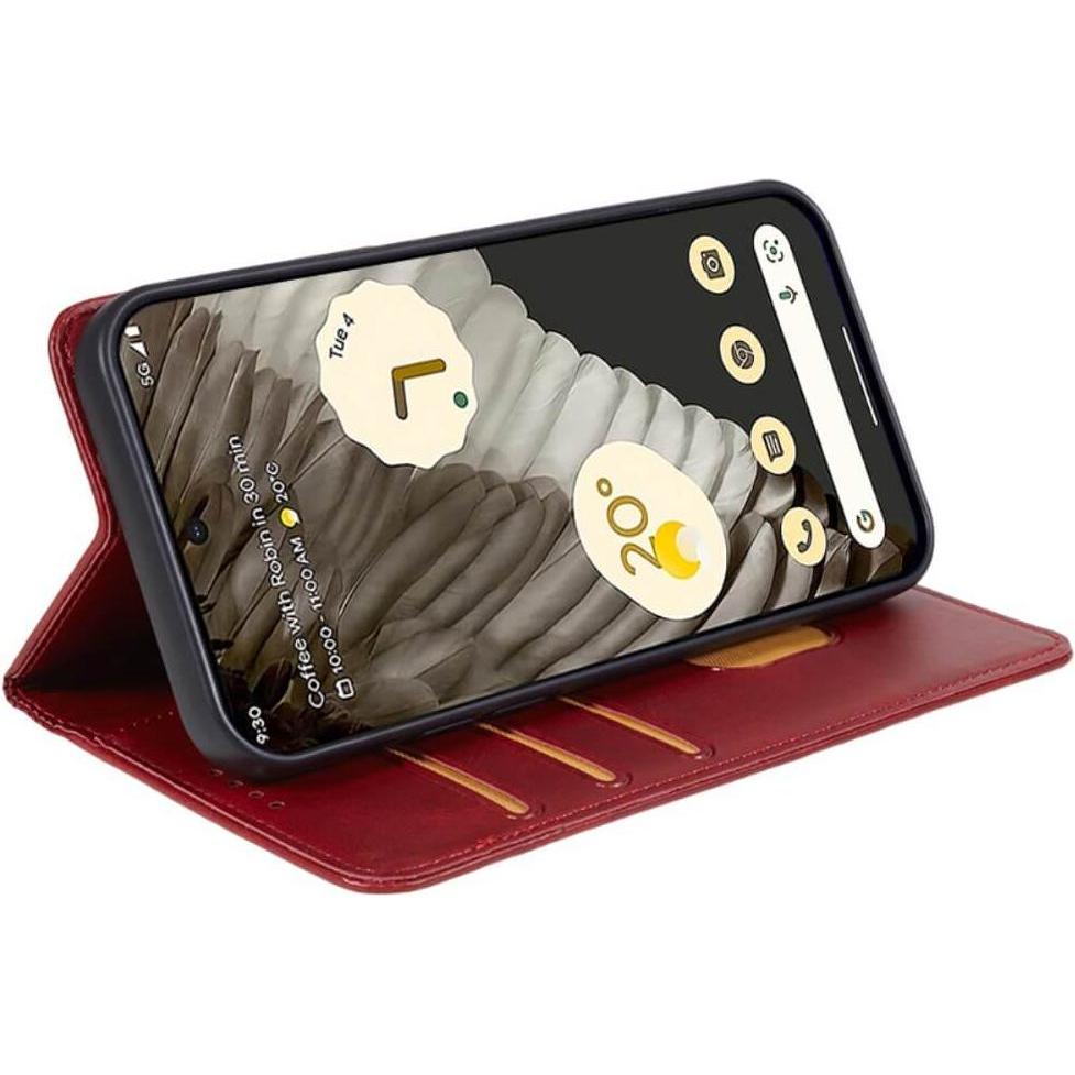 Thumbnail - Cover-Discount Google Pixel 8 - Stand Flip Case Hülle rot (Google Pixel 8), Smartphone Hülle, Rot