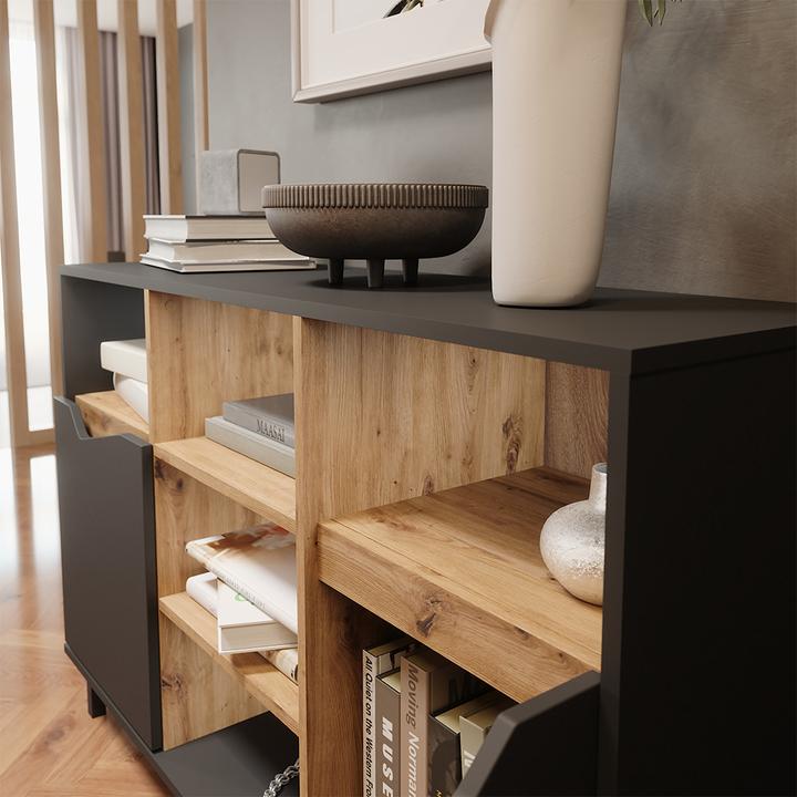 Image du produit Vicco Kommode Marelle, Anthrazit/Artisan, 120 x 81.3 cm mit 2 Türen (120 x 38 x 81.30 cm)