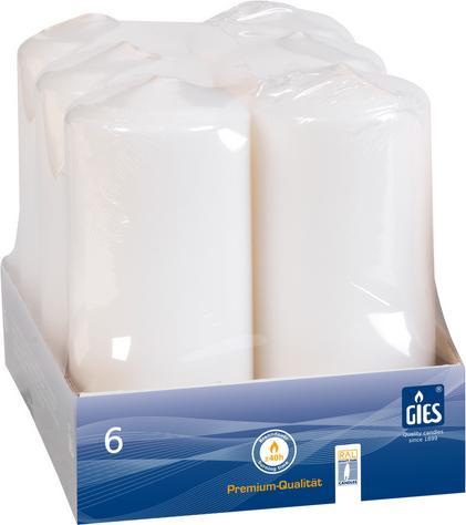 Produktbild GIES Stumpenkerzen PROFI-Line weiss 58 x 130 mm (6 Stk.)