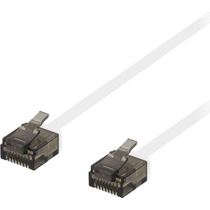 Deltaco TP-kabel CAT6a U/UTP flat 0.3m vit (U/UTP, CAT6a, 0.30 m), Netzwerkkabel