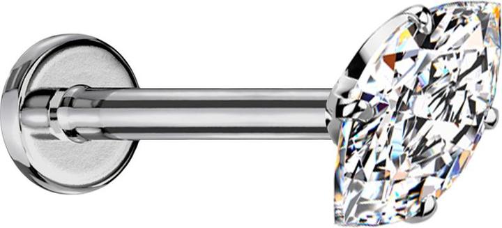 Produktbild Star Piercing Micro Threadless Labret silber mit Oval Kristall silber gefasst (ohne Messing, Titan)