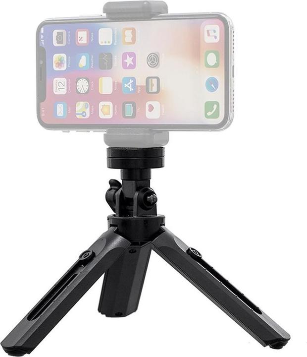 Actual product image Hurtel Mini Tripod with phone holder mount selfie stick camera GoPro holder black