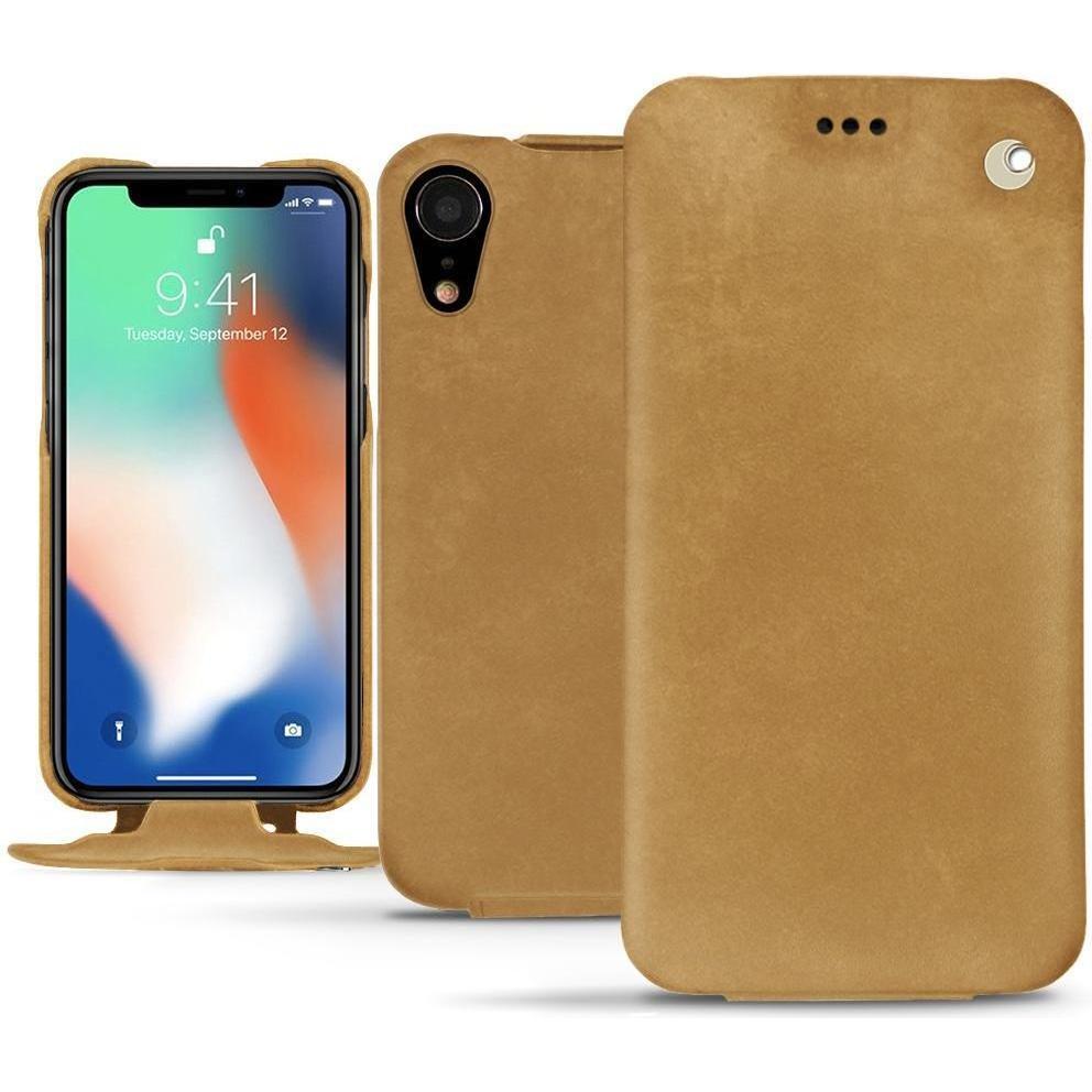 Noreve Lederschutzhülle vertikal (Apple iPhone XR), Smartphone Hülle, Braun