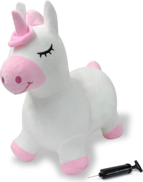 Jamara Unicorno gonfiabile con rivestimento in peluche e pompa