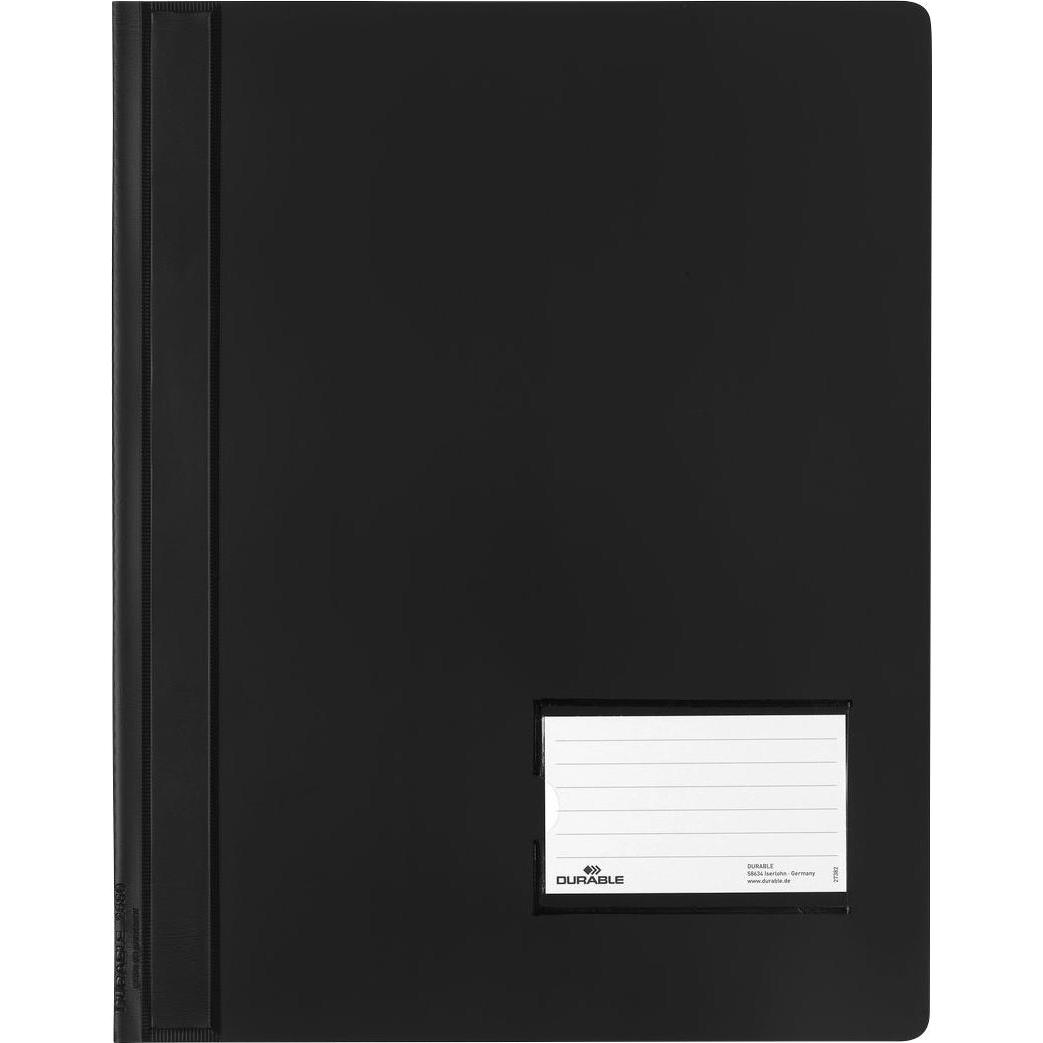 Durable, Mappe, Schnellhefter DURALUX, DIN A4, schwarz PVC, überbreit, aus gedeckter Folie, Vorderdeckel mit (A4, 25 x)
