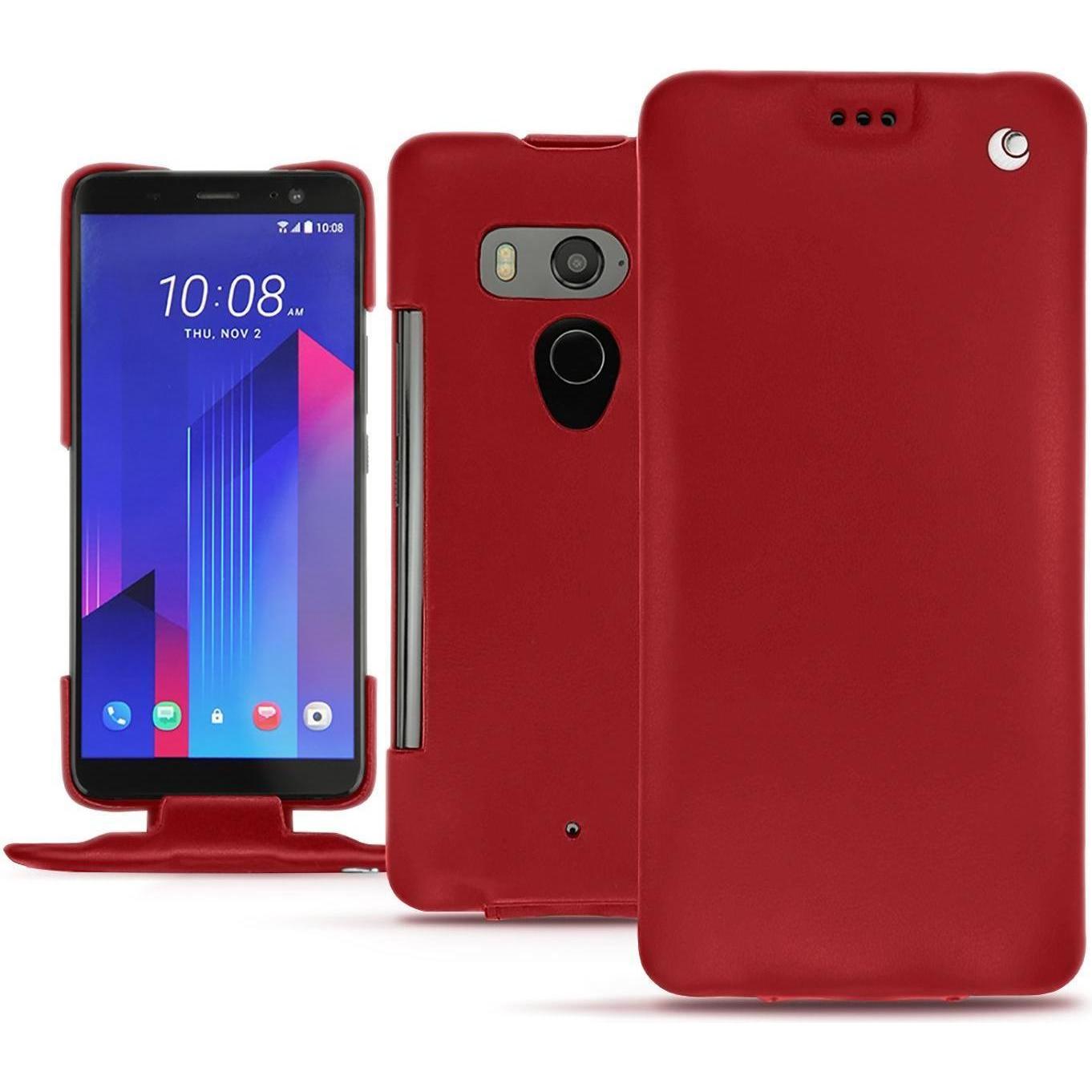 Noreve Lederschutzhülle vertikal (HTC U11+), Smartphone Hülle, Rot