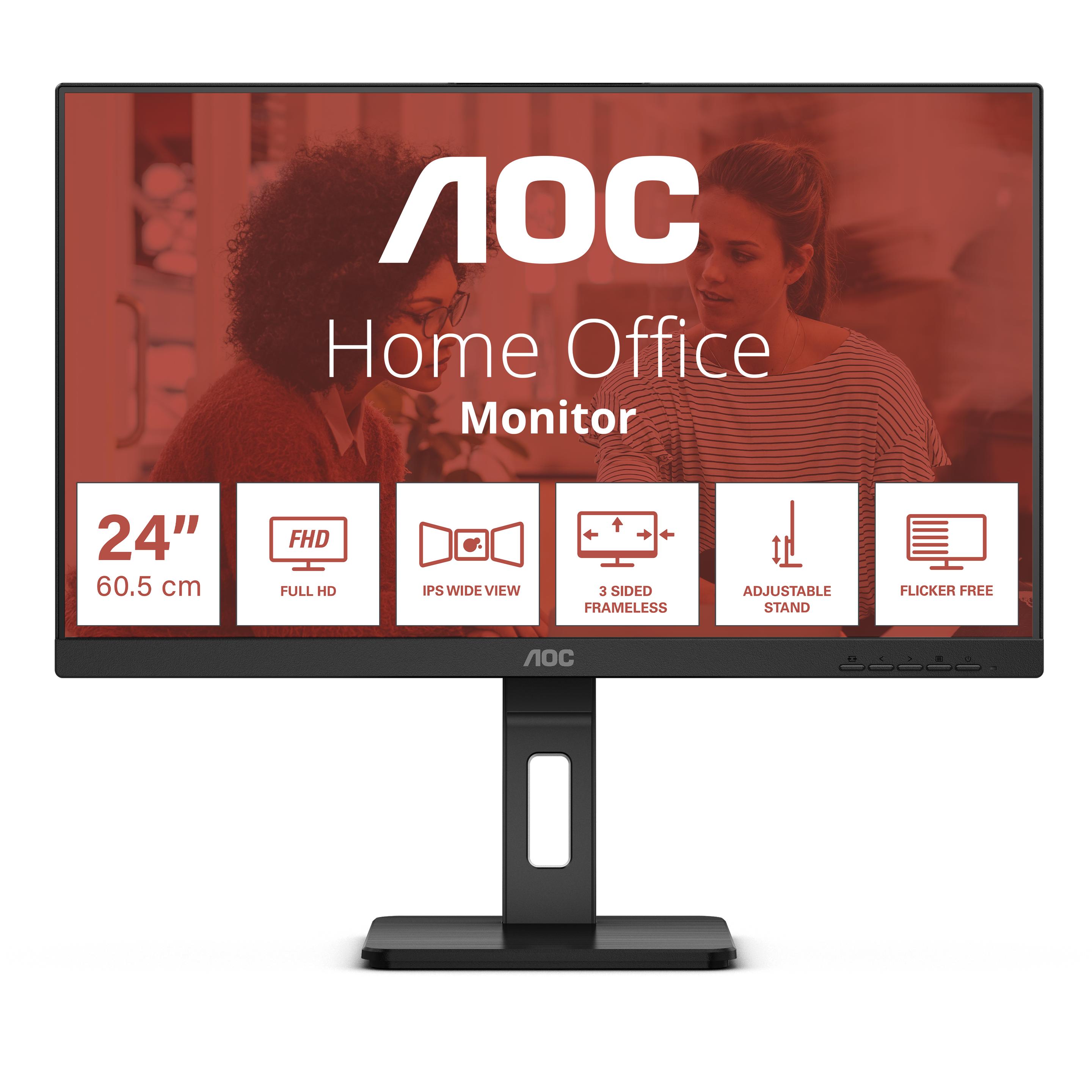 AOC 24E3QAF (1920 x 1080 Pixel, 23.80"), Monitor, Schwarz