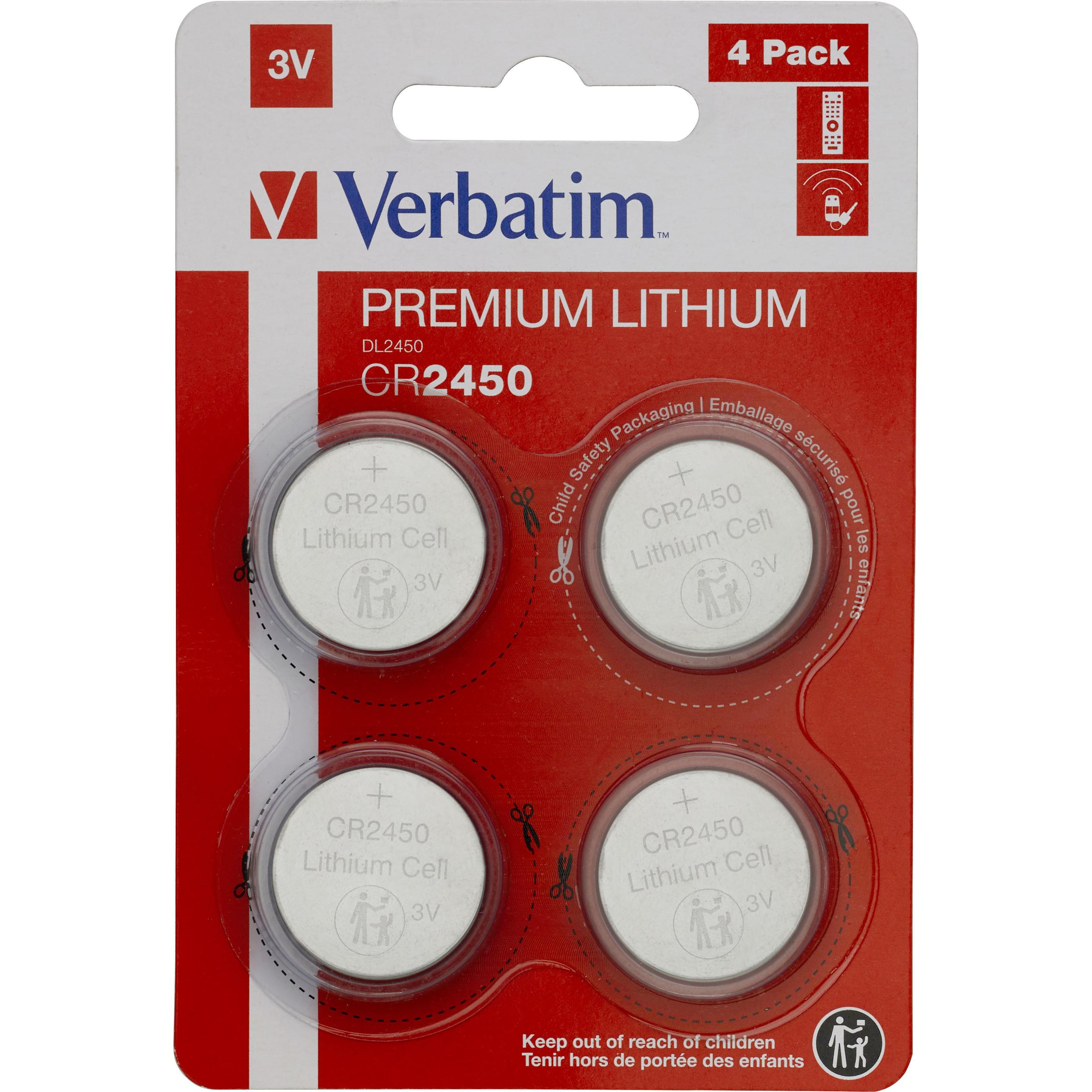 Thumbnail - Verbatim Premium Lithium (4 Stk., CR2450, 580 mAh), Batterien + Akkus