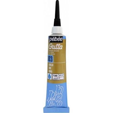 Pebeo, Künstlerfarbe + Bastelfarbe, Setasilk Wasser-Gutta Tube mit Kanüle (Gold, 20 ml)