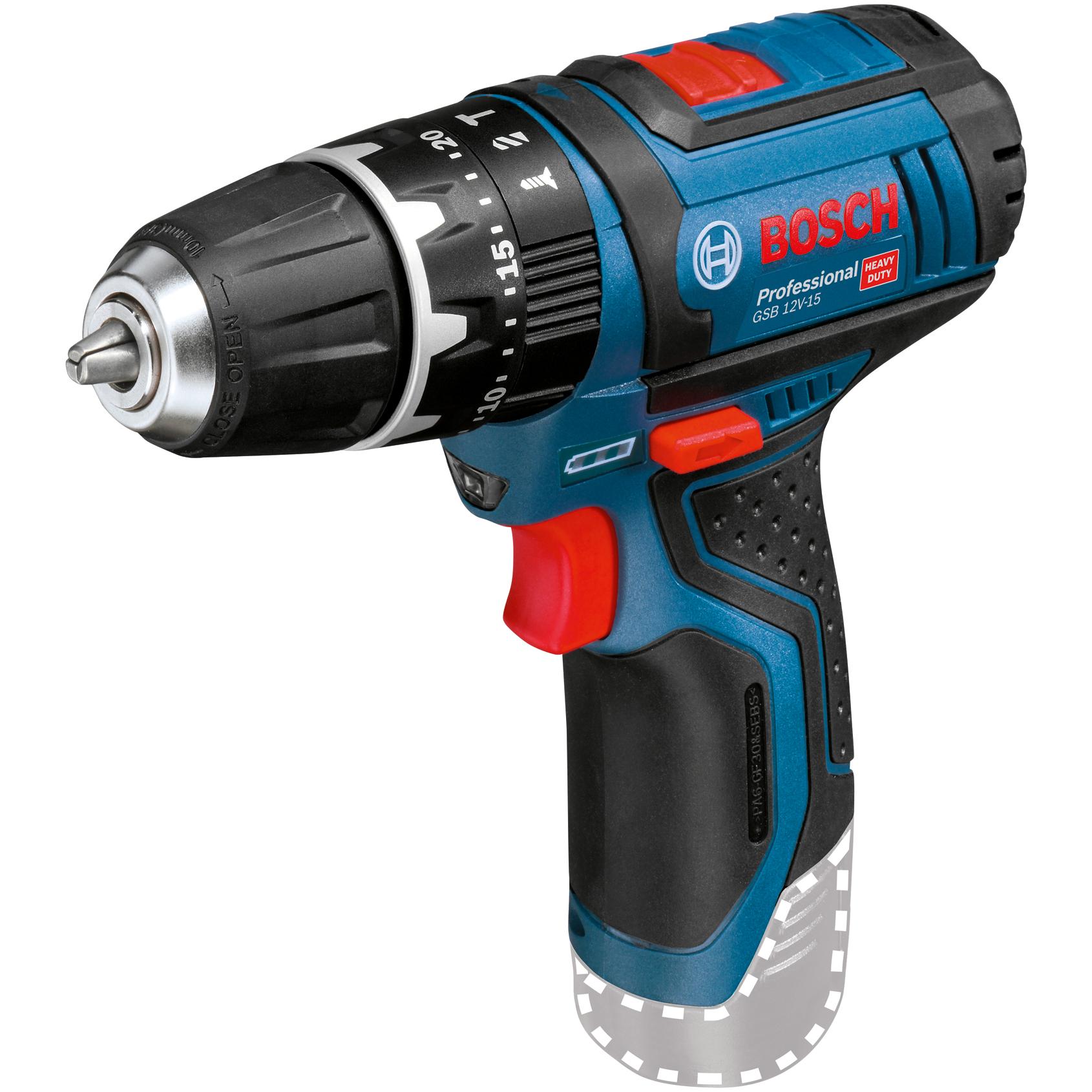Bosch Professional, Bohrmaschine + Akkuschrauber, GSB 12V-15 (Akkubetrieb)