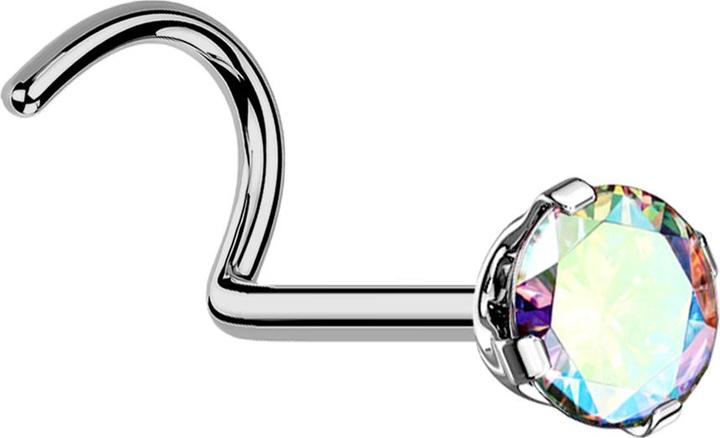 Immagine prodotto Star Piercing Borchia da naso curva in argento con cristallo rotondo multicolore (Titanio, senza ottone)