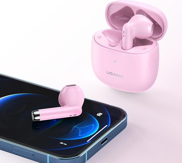 Actual product image Usams Słuchawki Bluetooth 5.0 TWS IA series bezprzewodowe różowy/pink BHUIA04 (US-IA04) (4 h, Wireless)