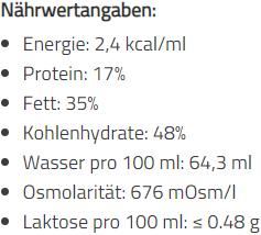 Nutritional values and ingredients AMO Compact 2.4 kcal Drink Vanille (1 pcs., Liquid, 500 ml)