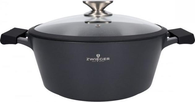 Image du produit Zwieger Juodas STONE puodas su dangčiu 28cm 5.5l (28 cm, Fonte d'aluminium)