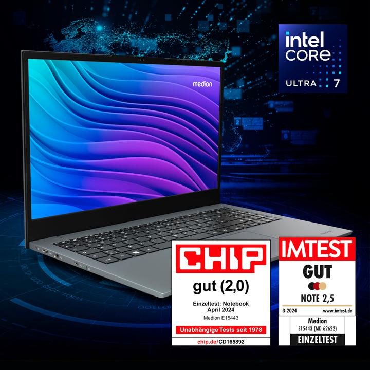 Image du produit Medion E15443 (15.60", Intel Core Ultra 7 155H, 16 Go, 1000 Go, DE)