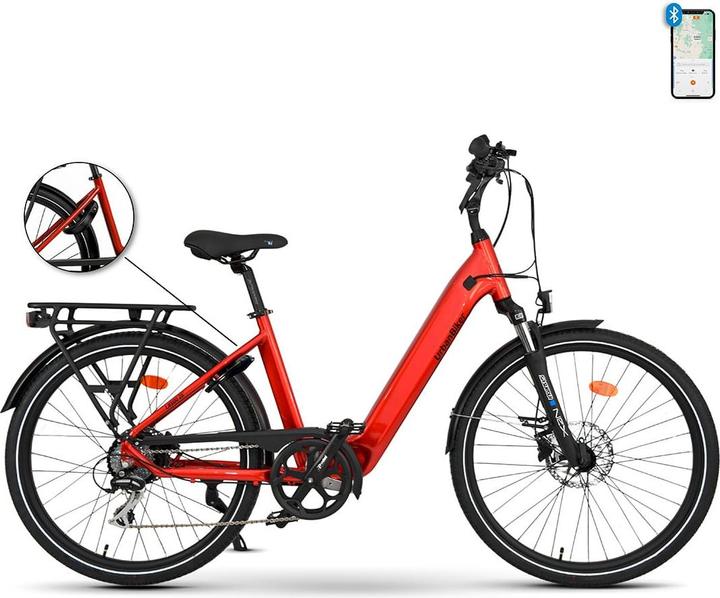 Urbanbiker UB100B | City E-Bike Rosso, 26