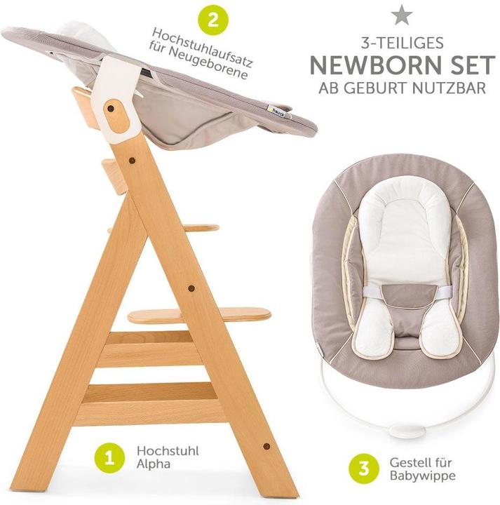 Actual product image Hauck Highchairs Alpha Plus Nature Newborn Set - 3-piece highchair (Highchair)
