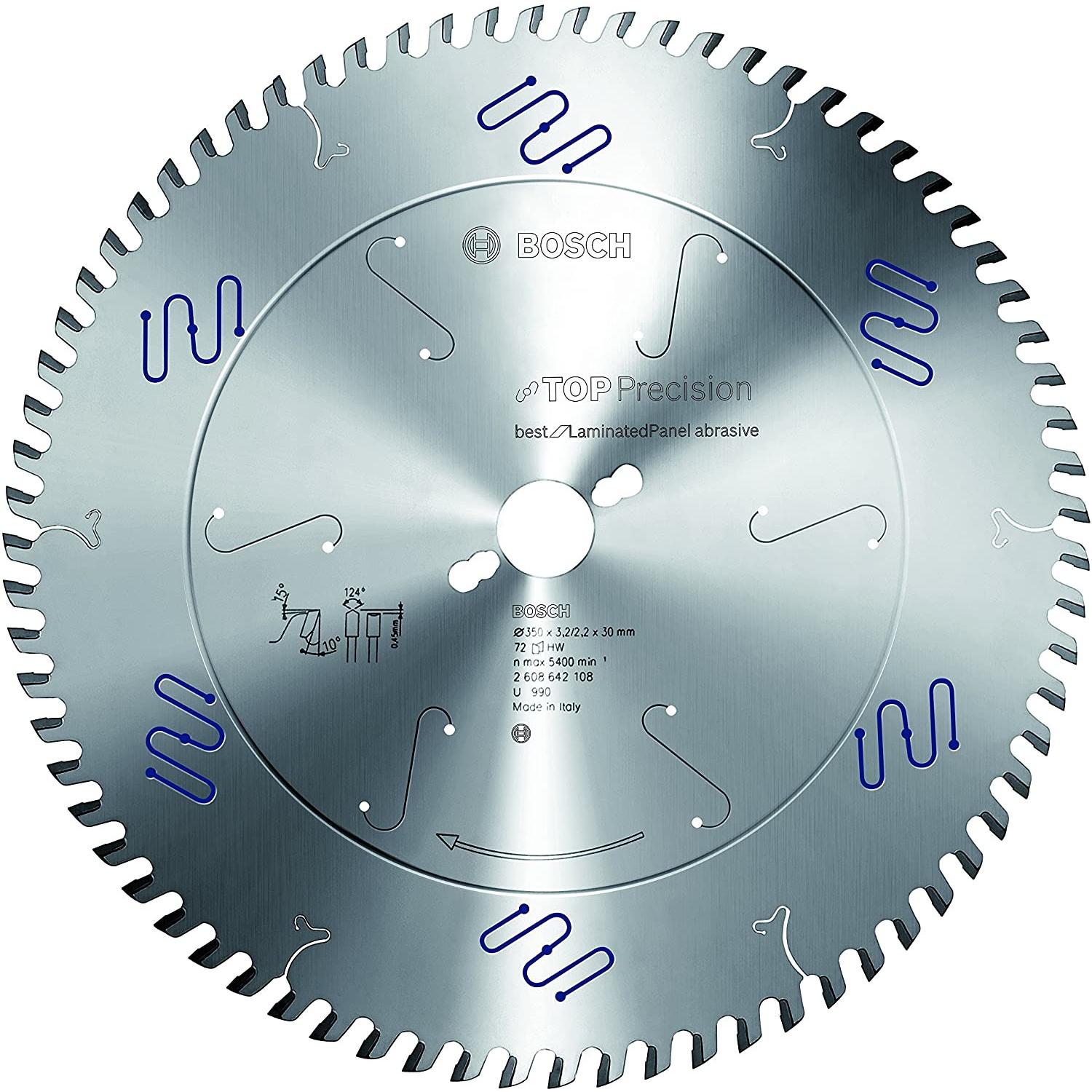 Bosch Professional Zubehör, Sägeblatt, Kreissägeblatt Top Precision Best for Laminated Panel Abrasive 350x30x3,2 mm, 72