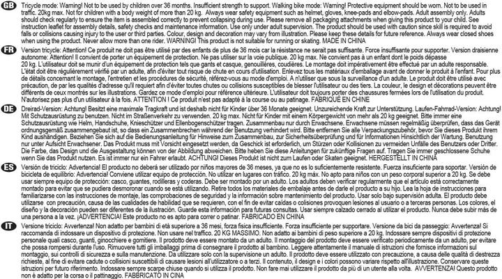 Valori nutrizionali e ingredienti Globber Trike Explorer 4 in 1