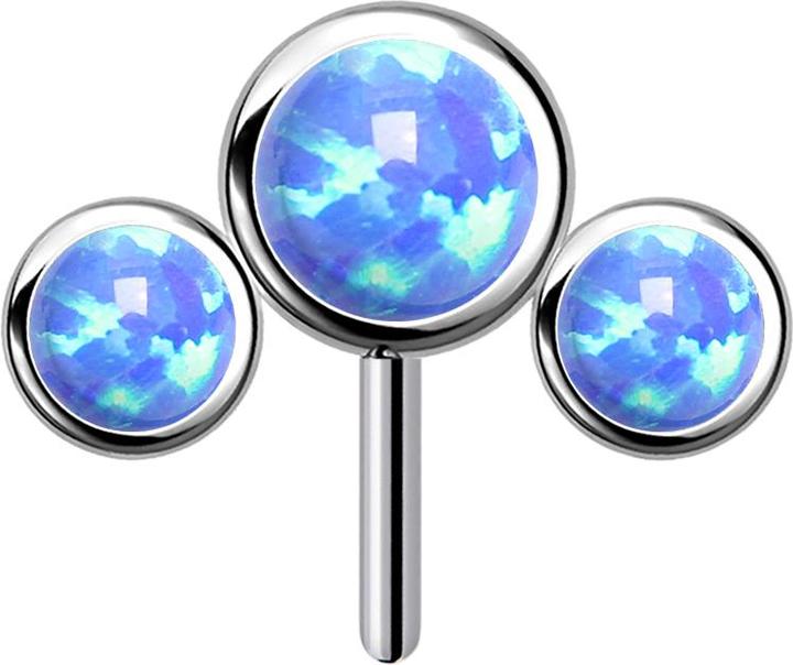Produktbild Star Piercing Threadless silber front drei Opale blau (ohne Messing, Titan)