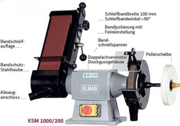 Actual product image Elmag Combination sanding machine KSM 1000/200, 400 volt (Bench grinder)