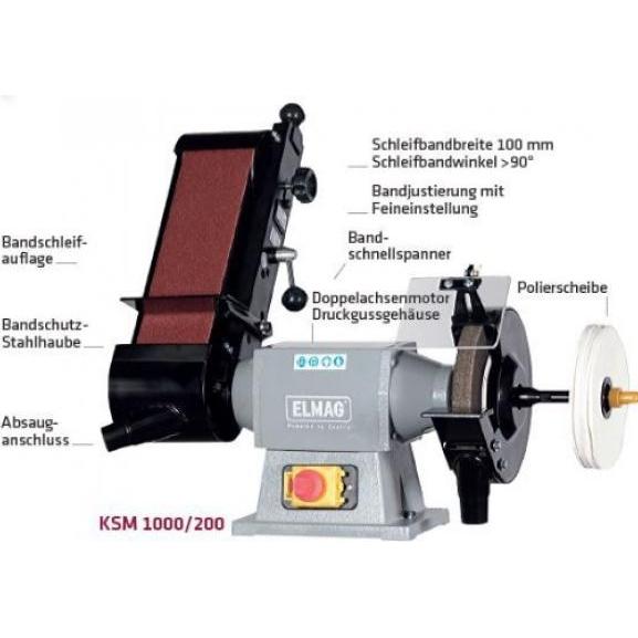 Thumbnail - Elmag, Schleifmaschine + Poliermaschine, Kombi-Schleifmaschine KSM 1000/200, 400 Volt