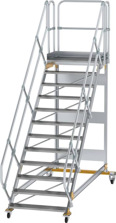Produktbild Munk Plattformtreppe 45° fahrbar Stufenbreite 1000mm 12 Stufen Aluminium geriffelt (Plattformleiter, 100 cm)