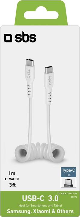 Produktbild SBS USB-C auf USB-C Spiralkabel, 1 Meter (1 m, USB 3.2 Gen 1)