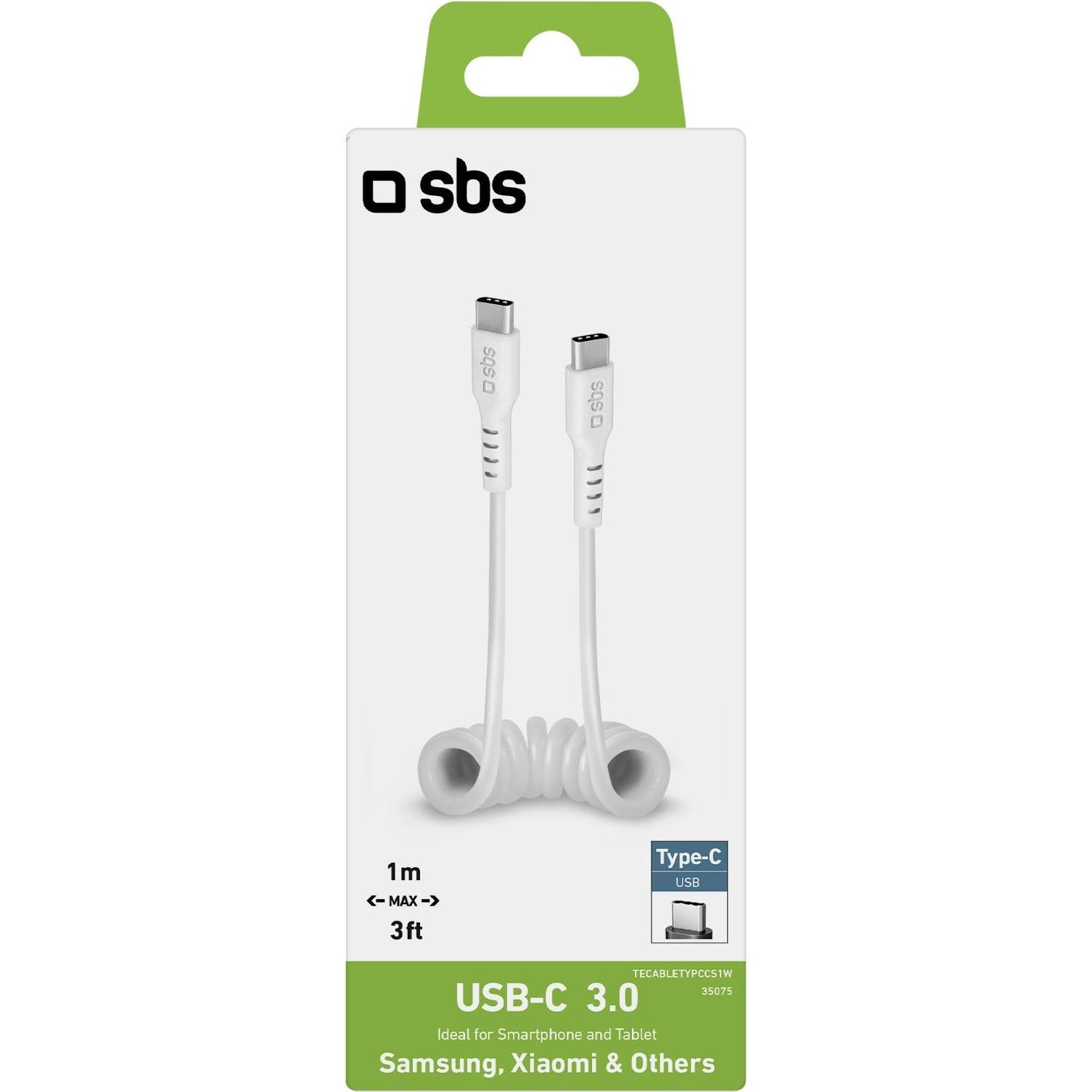Thumbnail - SBS USB-C auf USB-C Spiralkabel, 1 Meter (1 m, USB 3.2 Gen 1), USB Kabel