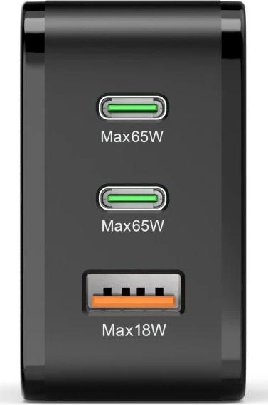 Actual product image Hama Schnellladegerät, 2x USB-C, 1x USB-A, PD, 65 W, Schwarz (65 W, 3 ports)