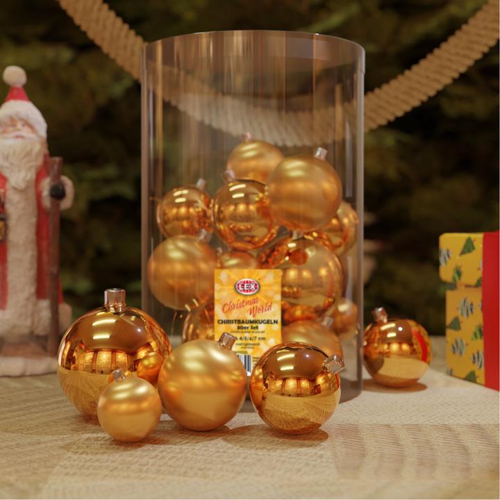 Produktbild Mojawo 60tlg. Christbaumkugeln / Weihnachtskugeln gold Ø 4/5/6/7cm (60x)