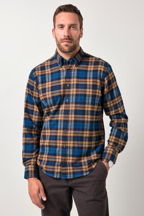 Actual product image JP1880 check flannel shirt, long-sleeved, button-down collar, modern fit, up to 8 XL (5XL)