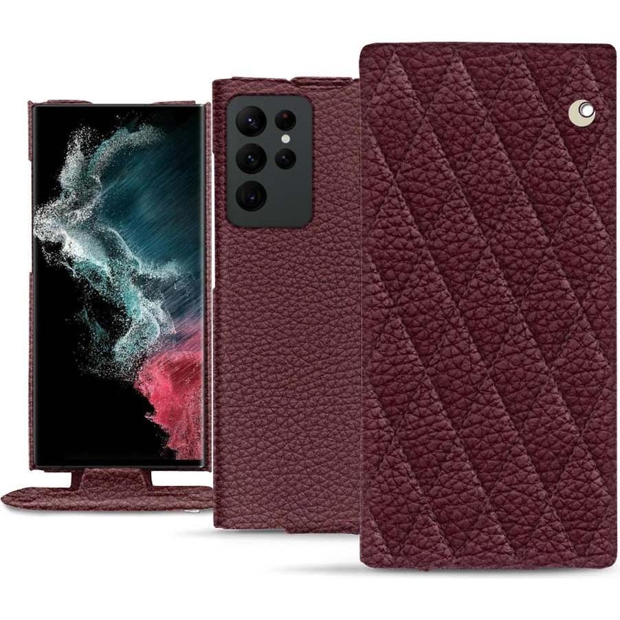 Noreve Lederschutzhülle vertikal (Samsung Galaxy S22 Ultra), Smartphone Hülle, Violett