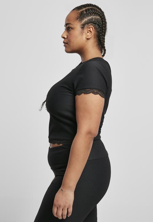 Produktbild Urban Classics Ladies Cropped Lace Hem Tee (XXL)