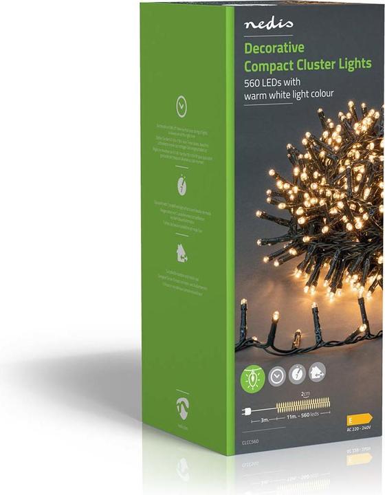 Produktbild Nedis Dekorative Lichter | Kompakter cluster | 560 LED's Warmweiss | 11.2 m | Lichteffekte: 7 | Inne (11.20 m)