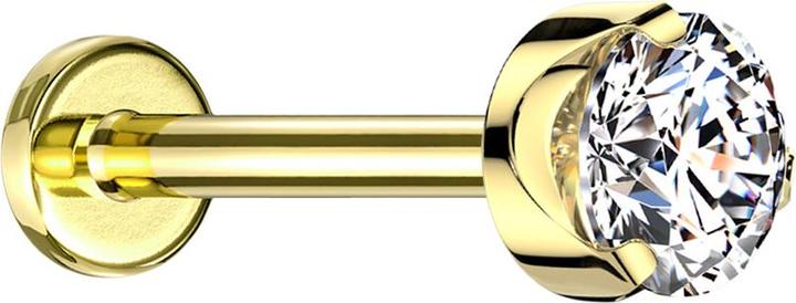 Produktbild Star Piercing Micro Labret Innengewinde vergoldet flach Kristall silber gefasst (ohne Messing, Titan)