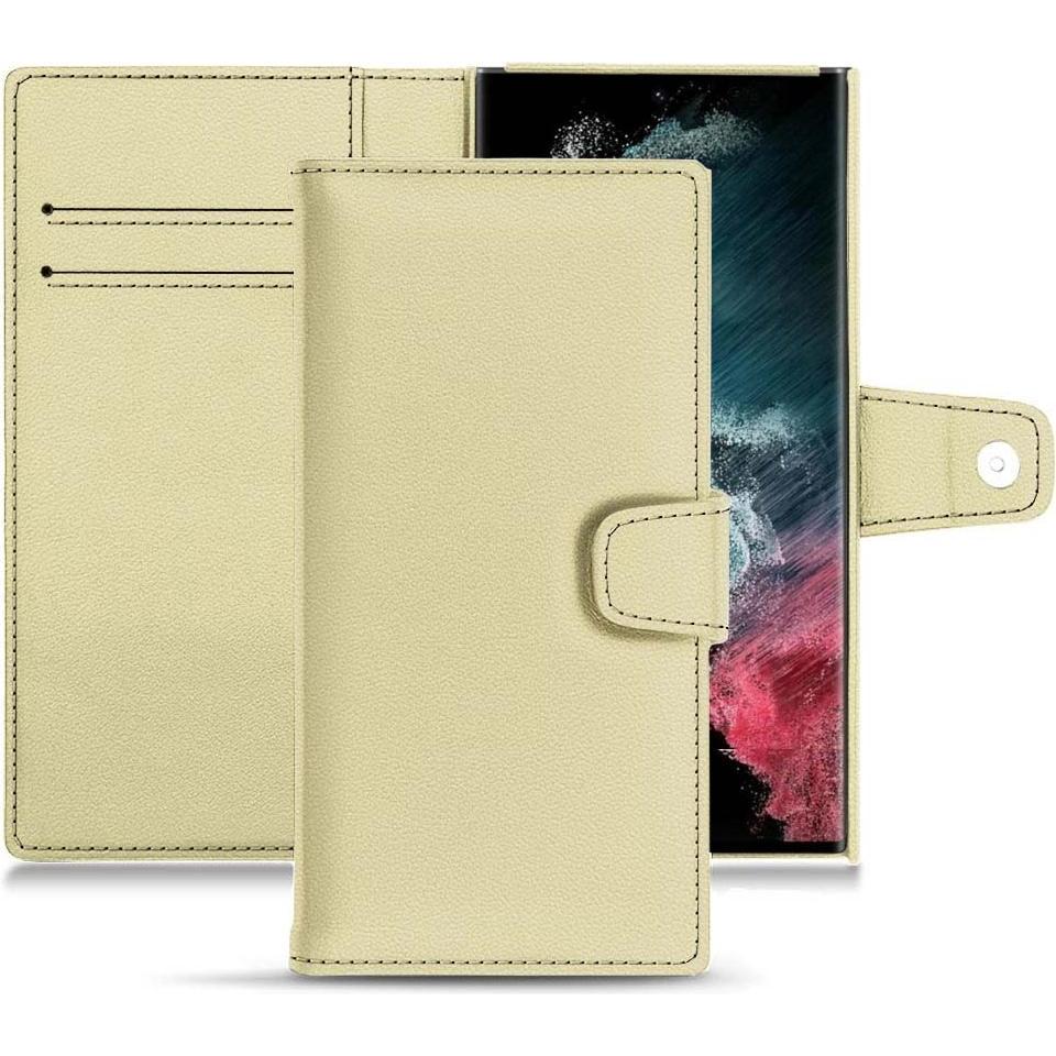 Noreve Lederschutzhülle Wallet (Samsung Galaxy S22 Ultra), Smartphone Hülle, Beige