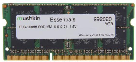 Image du produit Mushkin Mémoire pour ordinateur portable DDR3 SO-DIMM 8GB 1333-9 Essent (1 x 8GB, 1333 MHz, RAM DDR3, SO-DIMM)