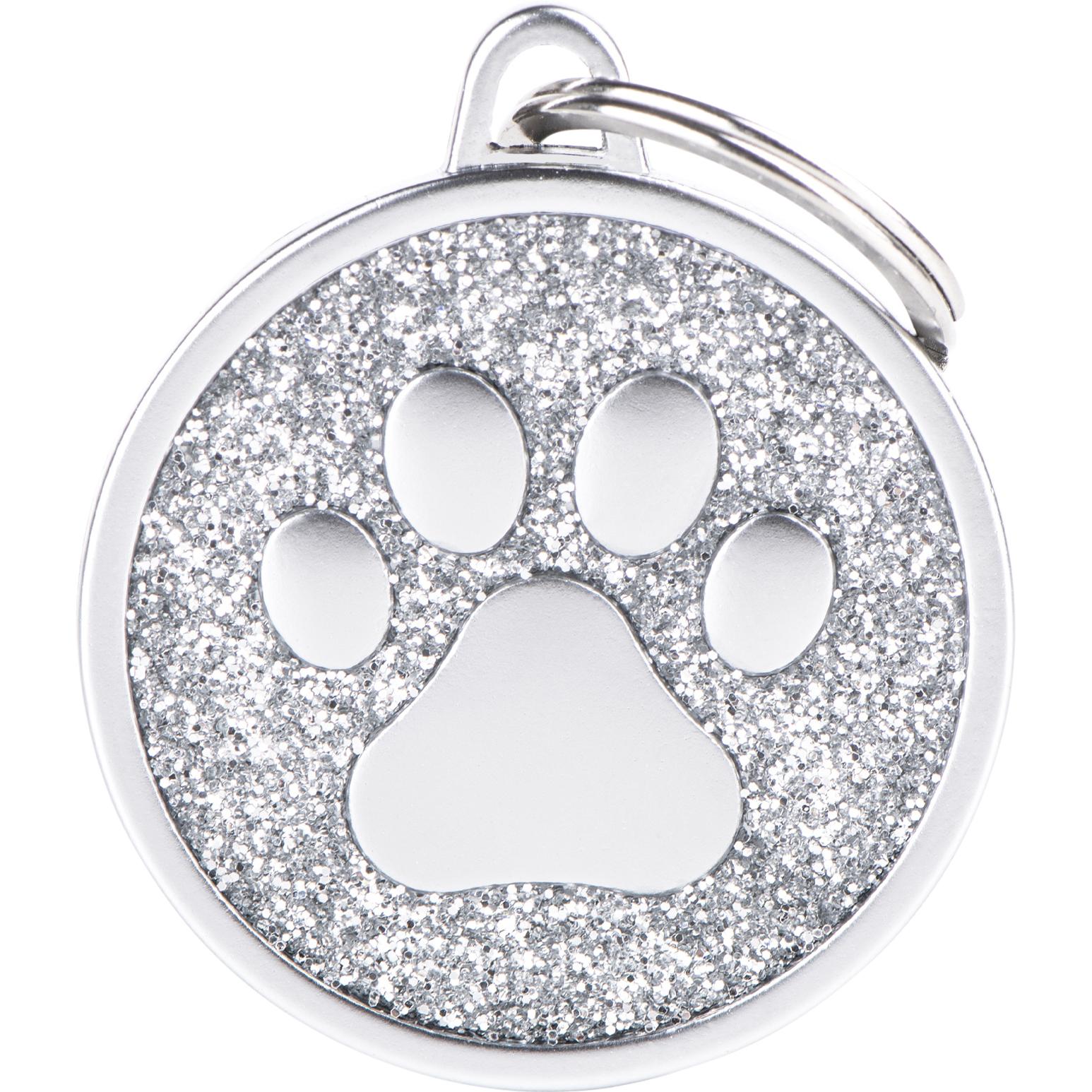 Myfamily MyFa tegn shine, cirkel stor med hvid pote, hvid (Cane), Collare + Guinzaglio