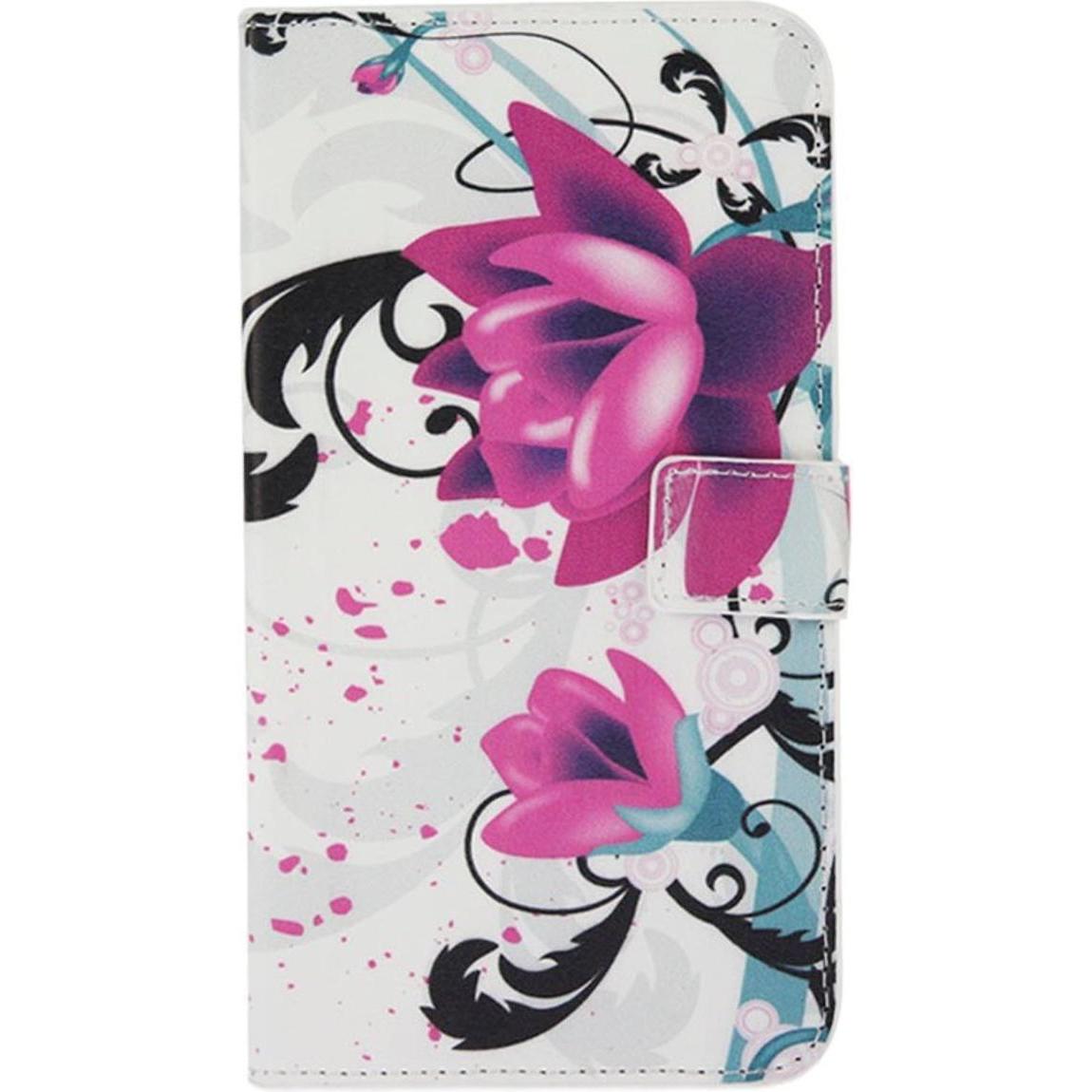 König Design Handyhülle Tasche für Handy Wiko Sunset Blume Lila / Violett (Wiko Sunset), Smartphone Hülle, Mehrfarbig