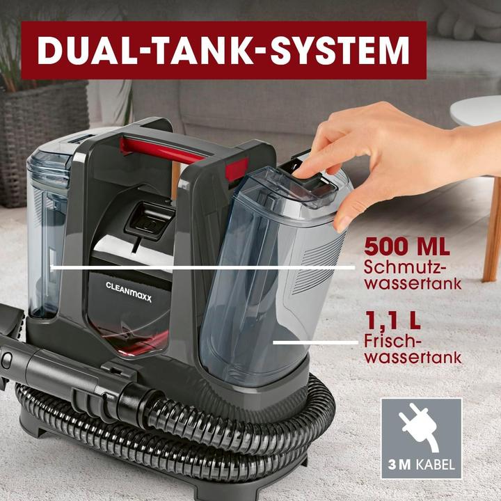 Produktbild CleanMaxx Kompakter Teppich- und Polsterreiniger mit Sprühfunktion und Dual-Tank-System
