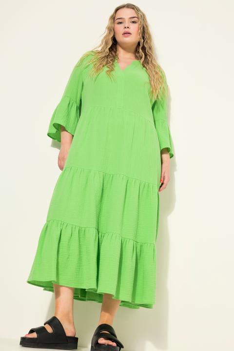 Produktbild Studio Untold Maxikleid, A-Line, Musselin, Stehkragen, Volants, 3/4-Ärmel (42, 44)
