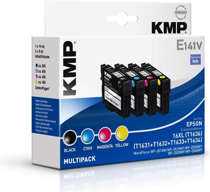 Actual product image KMP E141V Multipack BK/C/M/Y compatible with Epson T 163 (M, C, Y, FC)