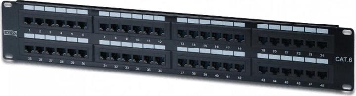 Immagine prodotto Digitus Patch Panel 48,3cm 19Z 48Port 2U Cat6 non schermato nero RAL 9005 Installazione cavi con LSA Leis...